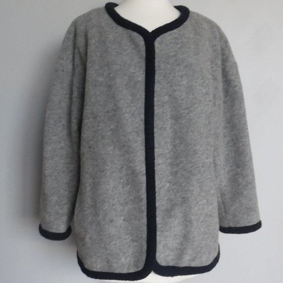 J.Crew Boiled Wool Sweater Knit Wrap Tie Gray Winter Fall Jacket Coat - Picture 3 of 11